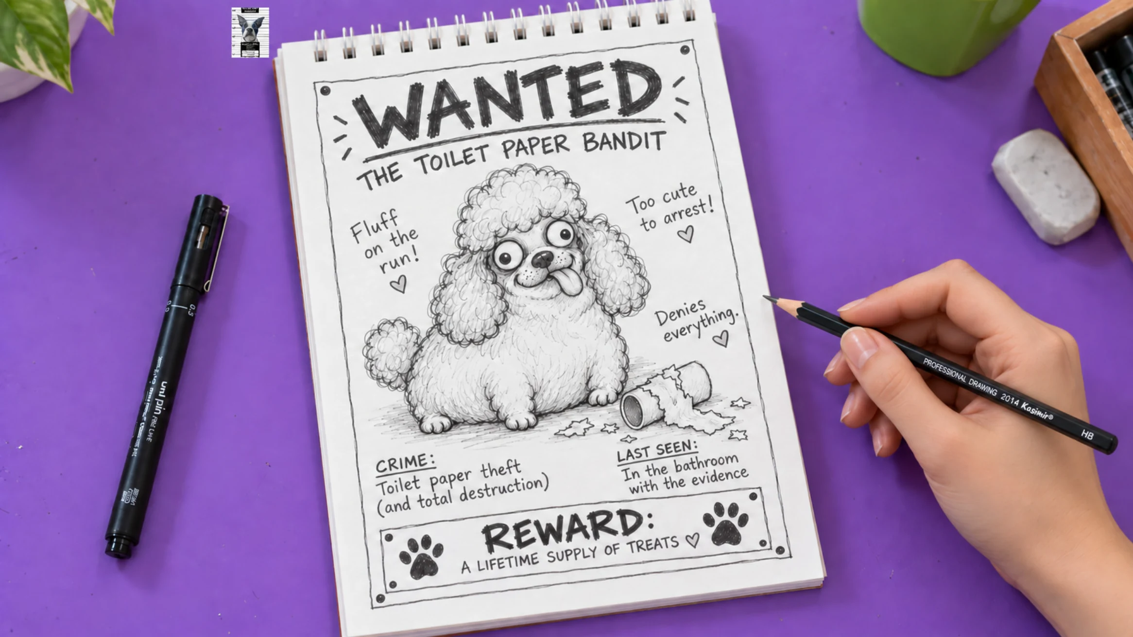 Completed WANTED poster for the Toilet Paper Bandit